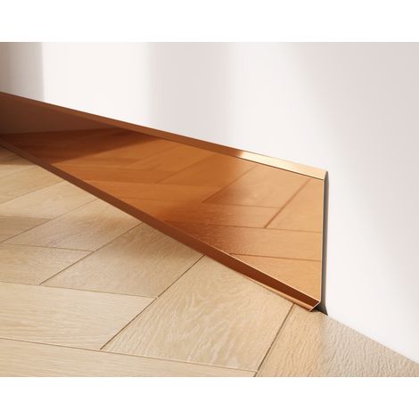 Battiscopa decorativo in acciaio inossidabile per parete e muro - 10 cm x 270 cm -Rame Lucidato
