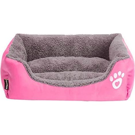 Canapé-lit lavable pour chien. Convient aux chats comme aux chiens. Taille S (45 x 35 x 12 cm). Rouge rosé. (1/3)