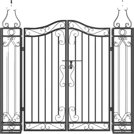 Portail de jardin, fer forgé, design moderne, noir (1/2)