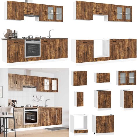 vidaXL 8-tlg. Küchenschrank-Set Kalmar Räuchereiche Holzwerkstoff (1/5)