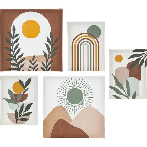 Set di 5 tele stampate cynthia beige 15x20 25x25cm - Atmosphera créateur d'intérieur