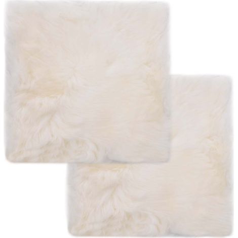 Coussins de chaise lot de 2 Blanc Peau de mouton véritable (1/5)