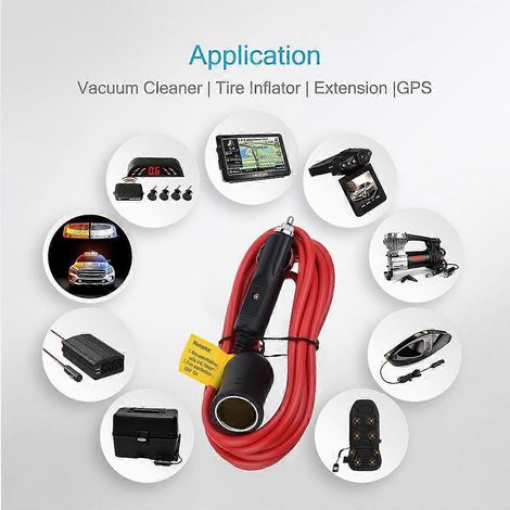 Rallonge robuste 12 V/24 V de 3,66 m de long avec prise allume-cigare