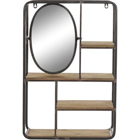 MDF Metallregal 39,5x13.2x60.3 Hellbraun MDF Metallmaterial Spiegel mehrfarbige Farbfamilien Regale und Regale Details Details (1/5)