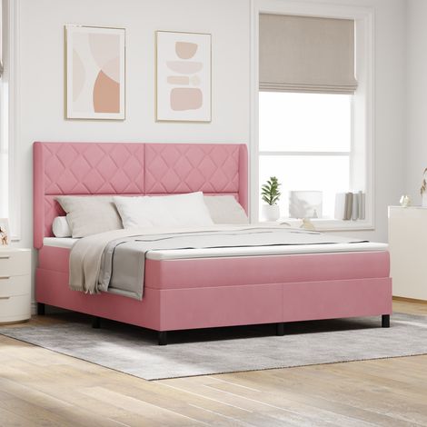 LED Boxspringbett mit Matratze Rosa 180 x 200 cm Samt vidaXL (1/5)