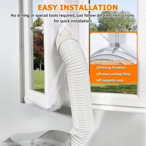 Kit Calfeutrage Fenêtre - 400 Cm - Pour Climatiseur Mobile - Sans Perçage - Polyester 210T PU (1/5)