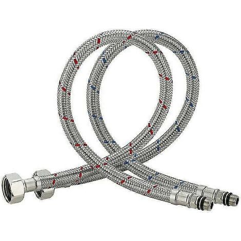 60 cm lange flexibele waterslang met compressieschroefdraad voor kranen (2 stuks) (1/4)