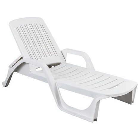 Lettino in resina Bianco impilabile "Zanzibar" da Mare e Piscina 190 cm (1/4)