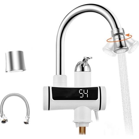 Robinet Chauffant Électrique Сhauffe-Eau 230 V pour Cuisine, Jardin, Salle de bain, Caravane, Camping, Smart Heater, Chauffage Instantané [Classe énergétique A] (1/4)