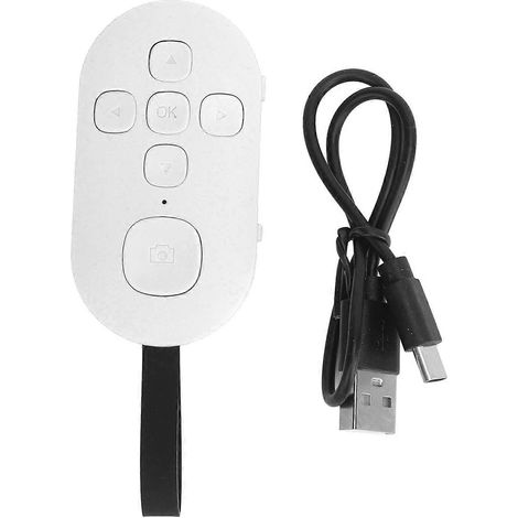 Télécommande Bluetooth blanche - Décodeur selfie rechargeable et tourne-page pour smartphones