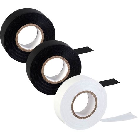 Set di 3 nastri isolanti: 1 bianco e 2 neri, 20 m, Ø7,2x1,9 cm, 7hSevenOn