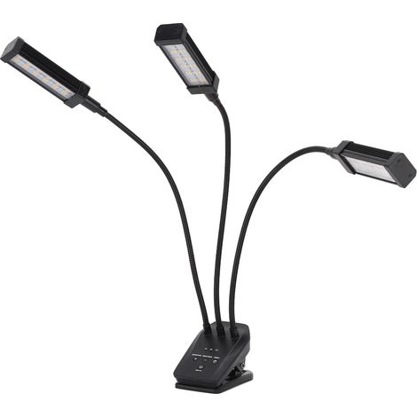Lampe de croissance LED à 3 têtes, orientable à 360°, avec minuterie, pour serre et bureau, 100-240 V, noire, prise britannique. (1/5)