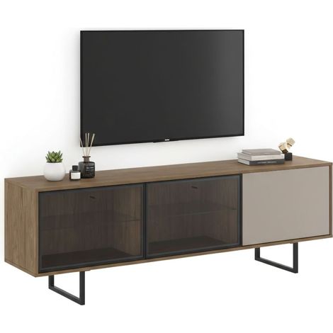 TV-Schrank Serrata, Schubladen, 3 Regale, 3 Türen, 185x40x60h cm, Eichenbraun