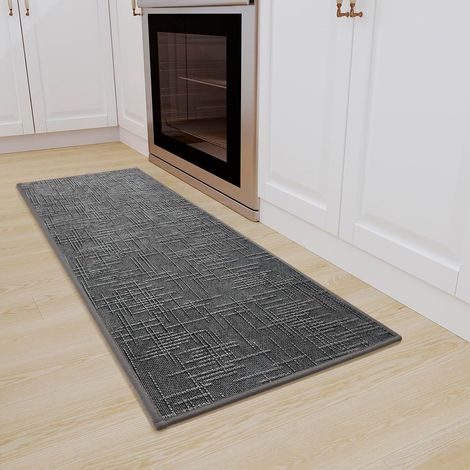 Tapis de Cuisine Antidérapant Lavable 44x120cm, Tapis Couloir Gris (1/5)
