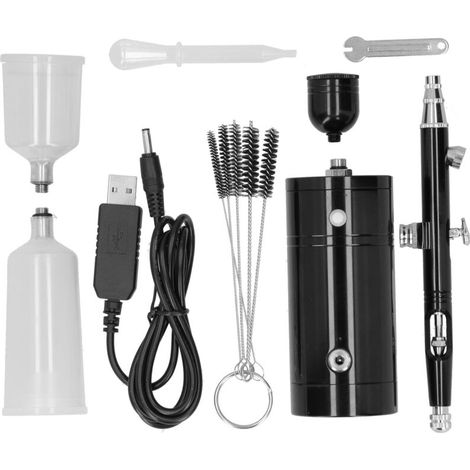 Kit aerografo Crezuo G11, pompa a singola azione, ricaricabile, penna spray integrata, mini set per trattamenti-Crezuo