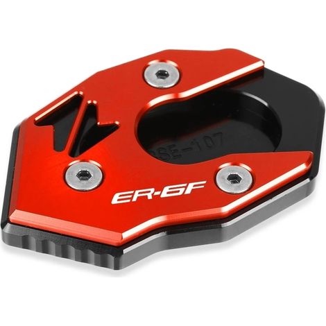 (Logo ER6F rouge) Compatible avec les modèles KAWASAKI ER6N, ER-6N, ER6F et ER6 N F (2006-2014) : béquille latérale, extension et support modifiés (maxpower). (1/4)