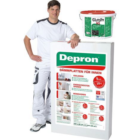 KIT 20 PANNELLI ISOLANTI DEPRON 125X80CM H9mm + COLLA ADESIVO 8KG GLUTOLIN HS (1/3)