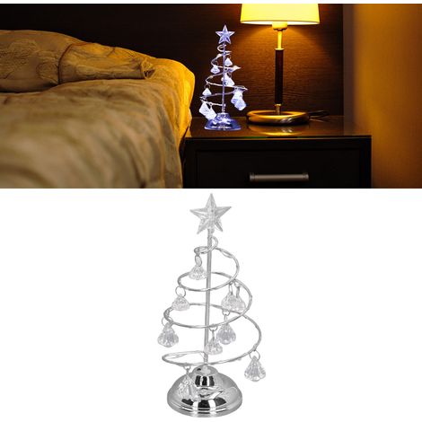 Cadeaux de Noël, sapins de Noël illuminés, sapins de Noël en cristal, veilleuses, décorations de Noël, sapins en fer forgé, lumière blanc argenté, petit format. (1/5)