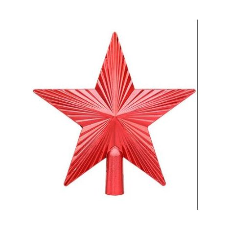 Cime de sapin de Noël en plastique - Cime de sapin avec étoile de sapin de Noël moderne - Étoile rouge (1/5)