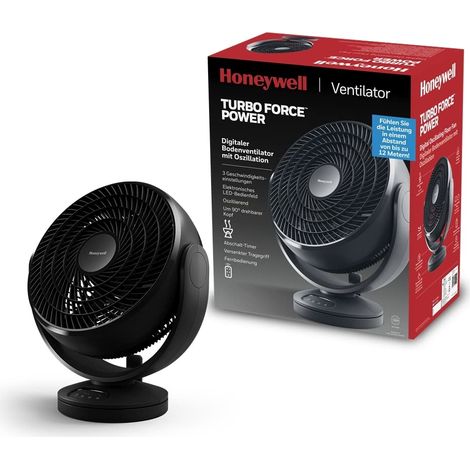 Honeywell Ventilatore digitale oscillante Turbo Force (personale per uso domestico o in ufficio comando a distanza comandi LED elettronici 3 livelli di velocità rotazione di 90°) HF715BE (1/5)