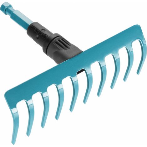 Gardena Minirastrello combisystem: Rastrello per lavori sul terreno come pulizia, irruvidimento e spianatura, larghezza 18,5 cm, 10 denti (3185-20) (1/4)