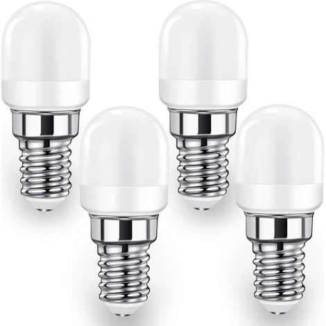Ampoule LED E14 pour réfrigérateurs, 2 W, 140 lumens, blanc froid 6000K, convient aux réfrigérateurs, hottes aspirantes, veilleuses et machines à coudre, lot de 4.
