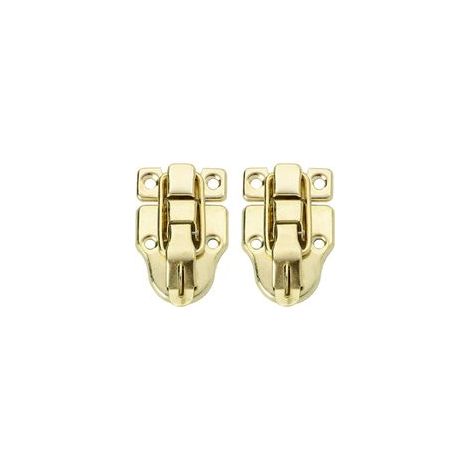 Lot de 2 loquets à bascule de style rétro en métal antique avec vis de montage pour boîte à bijoux, armoire, boîte en bois (doré) (1/4)