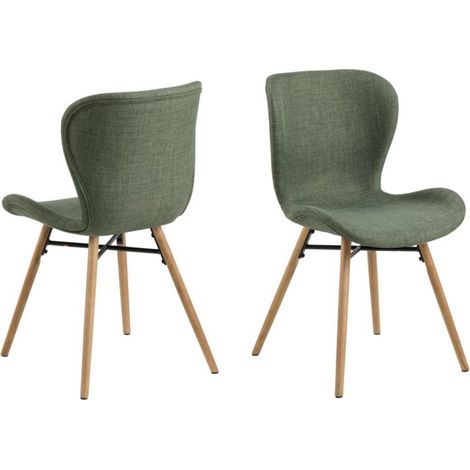 Hellin – Lot de 2 chaises scandinaves en tissu et chêne massif – Assise ergonomique – Pieds obliques en métal noir – Dimensions L 47 x P 53 x H 82,5 cm (1/5)