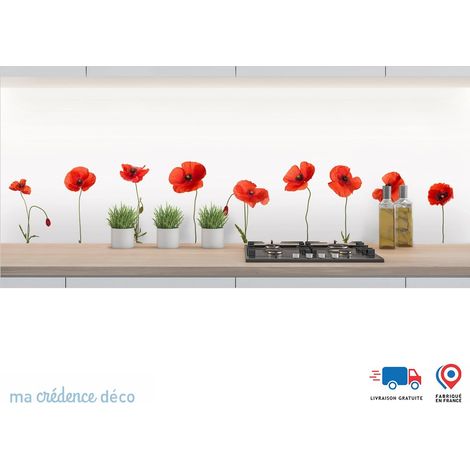 Crédence : Coquelicots 2 - Alu composite - 120 - 60 (1/3)