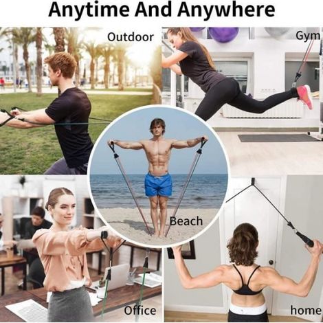 Ensemble de bandes de résistance, Accessoires de remise en forme Avec 5 bandes de résistance,2poignées,2sangles de cheville (1/4)