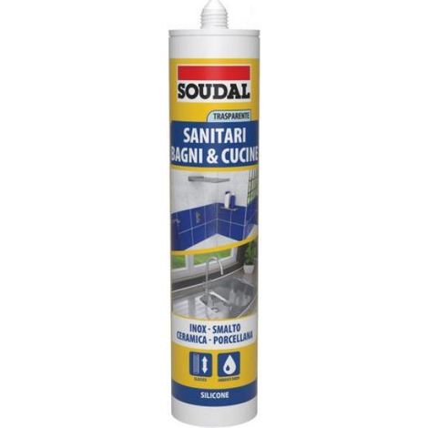 SILICONE ACETICO PER SANITARI SOUDAL ML 300 - Ml 300 trasparente