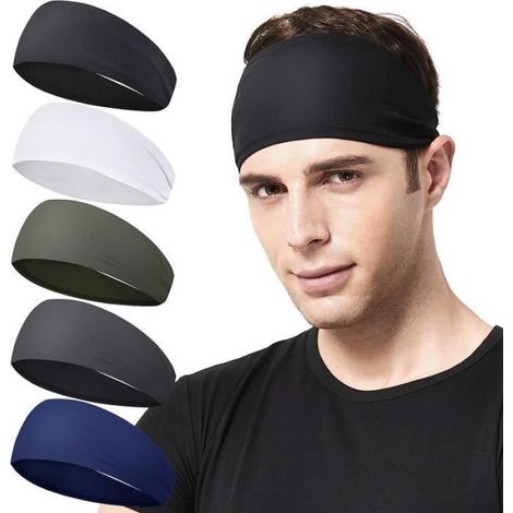 Bandeau Cheveux - Bandeau Sport Respirant pour Fitness Jogging Course Cyclisme Yoga - Lot de 5 (1/4)