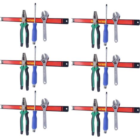 COSTWAY 6pcs Tiras Magnética 46cm Barra de Herramientas Portaherramientas Banda Soporte para Garaje Taller (1/5)