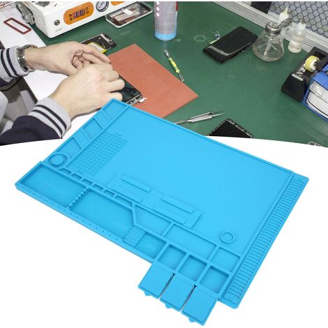 Tapis de travail magnétique isolant thermique et résistant aux hautes températures pour la réparation d'ordinateurs et de téléphones portables, tapis de table de soudage pour pistolet à air chaud et f (1/5)