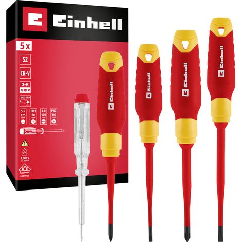 Einhell VDE Schraubendreher-Set Größe (Schraubendreher) SL 4.0, SL 5.5, PH 1, PH 2 (1/5)