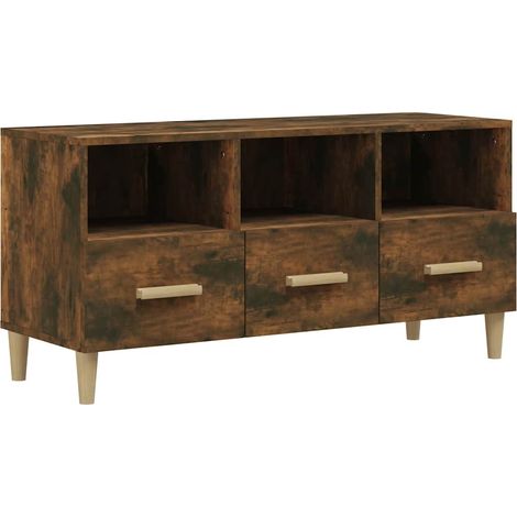 Meuble TV Chêne fumé 102x36x50 cm Bois d'ingénierie vidaXL (1/5)