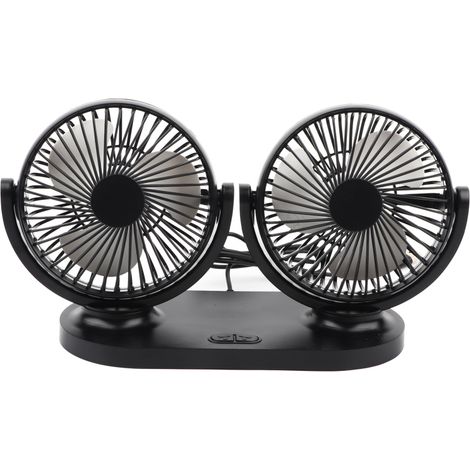 Ventilateur de voiture double tête USB, climatiseur portable, refroidisseur automatique, ventilation 12 V noir (1/5)