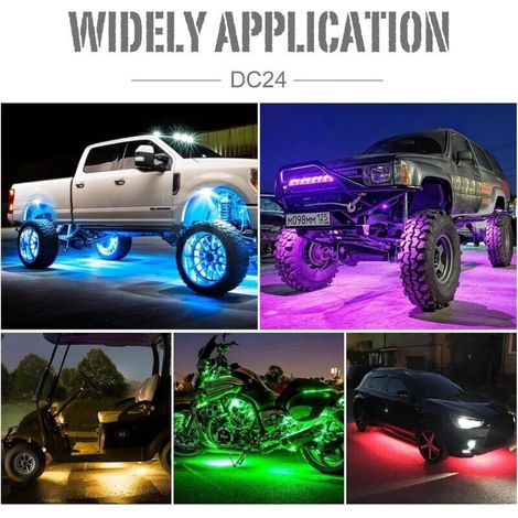 Rock Lights Néon De Voiture Imperméable sous Glow Light Kits Châssis Voiture Lumière Underglow pour Voiture Bas Underglow Atmosphère Décorative (1/5)