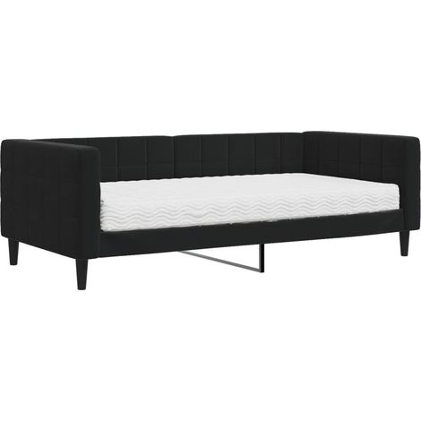 vidaXL Divano Letto con Materasso Nero 90x190 cm in Velluto (1/5)