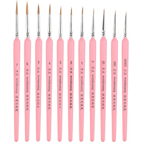 Pinceau Miniature - Ensemble de 11 Pinceaux à Détail avec Manche en Bois Naturel - Pour Peinture Acrylique Aquarelle Huile Modèles et Maquillage Facial (1/5)