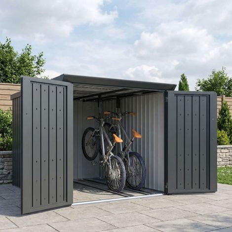 Abri vélos 3,7m2 acier anthracite serrure code X-METAL (1/5)