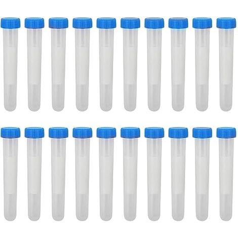 Blue Tubes à Essai Gradués 15ml Cryotubes En Plastique Tubes Fond Arrondi, Tube de Fiole Congelé en Plastique avec Bouchon à Vis, Flacon Transparent, Tubes à essai en plastique 20 Pièces (1/4)