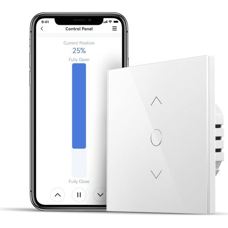 Meross Interruttore Per Tapparelle Collegato WiFi (è Necessario Il Filo Neutro), Compatibile con Alexa, Google Home e Smartthings, Controllo Percentuale, Comando Vocale e Telecomando