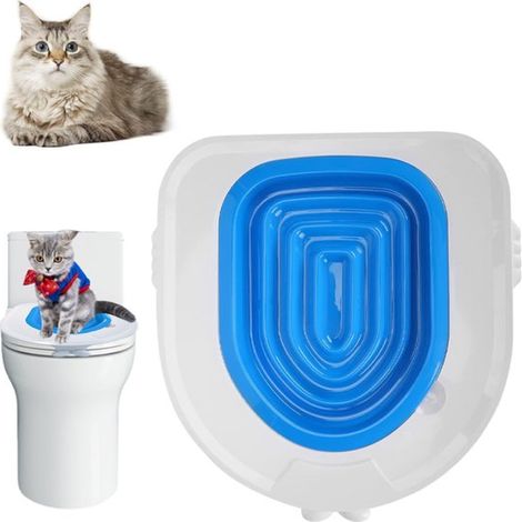 Katzentoiletten-Trainingsset – Toilettenschale – ABS-Kunststoff – Hohe Belastbarkeit – Abnehmbar – Universelles Set – Wiederverwendbares Toilettentrainingssystem (1 weiße Schale, 1 blaue Innenstütze)