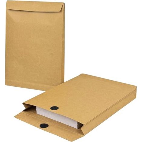 Irovami 40 enveloppes extensibles en papier kraft, 23,6 x 33 cm, fermeture velcro, résistantes aux déchirures, marron (1/5)