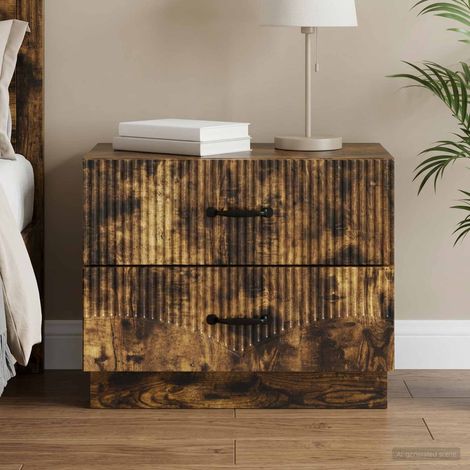 Table de chevet à 2 tiroirs en bois d’ingénierie chêne fumé 62 x 34,5 x 44,5 cm, 15.68kg - PANGIVO (1/5)