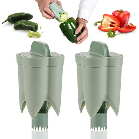 2-teiliges Paprika-Entkernungsset, neues 2-in-1-Paprikamesser (2024), Paprika-Entkerner, Werkzeug zum schnellen Schneiden und Entkernen von Paprika, Küchenutensil für Gemüse
