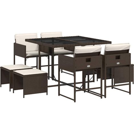 Maison Exclusive - Set comedor para jardín 9 pzas y cojines ratán (1/5)