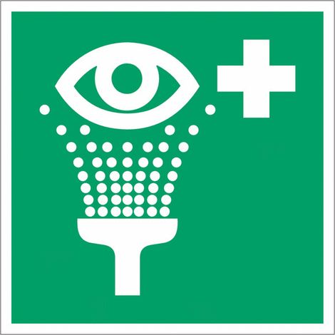 Pannello adesivo ISO 7010 "Lavaocchi di emergenza" - E011