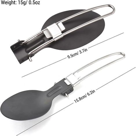 Ensemble de couverts pliables en aluminium (cuillère et fourchette) pour le camping et la randonnée (1/4)